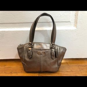 Metallic silver/pewter Coach mini handbag